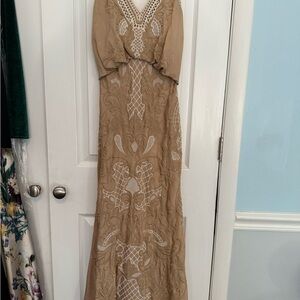 ASOS Petite Tan Embroidered Maxi Dress